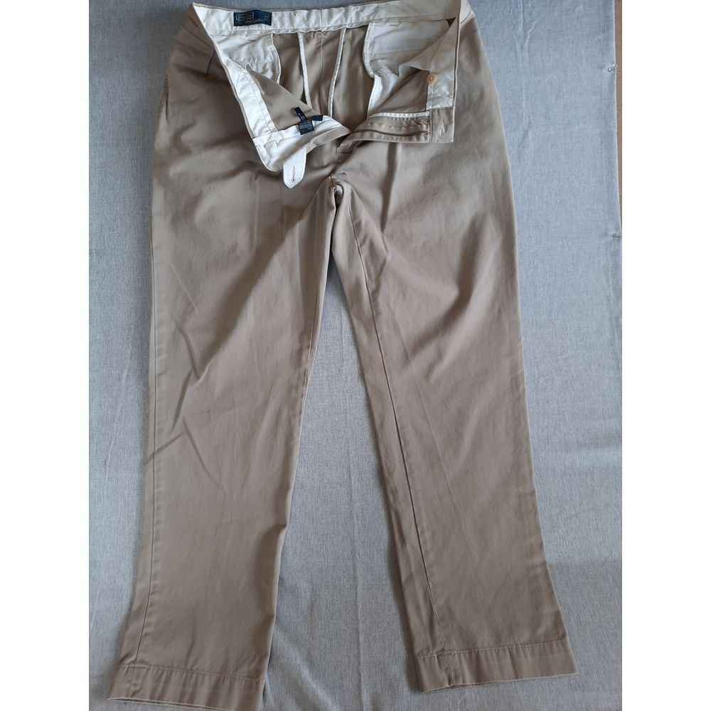 Polo by Ralph Lauren‎ Men 38x34 Chinol Embroidered Pleated Trouser Brown Pants